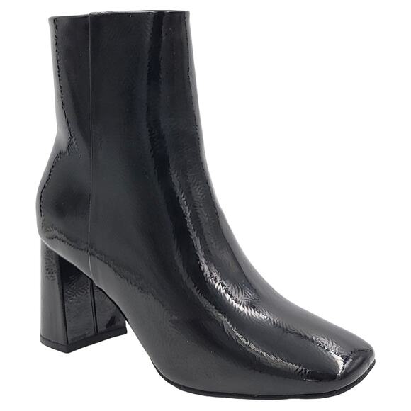 Sugar Women Block Heel Ankle Booties Elly Size US 8M Black Faux Patent - Picture 1 of 6